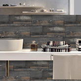 Industrial Gray and Brown Wood Effect Wallpaper for Wall Decoration